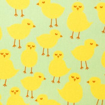 Preview: Baumwoll Druck Küken auf Grün von Happy Easter by Swafing 